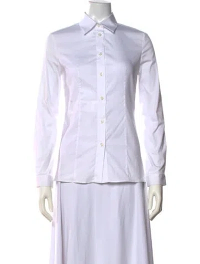 Pre-owned Prada 2018 Long Sleeve Button-up Top In White