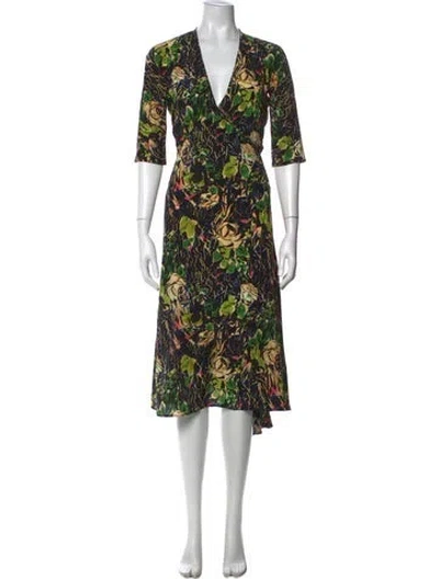 Pre-owned Prada 2018 Midi Length Dress In Black/green