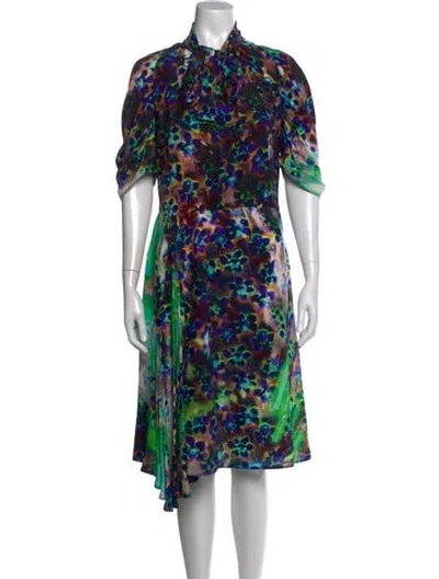 Pre-owned Prada 2018 Midi Length Dress In Blue/green