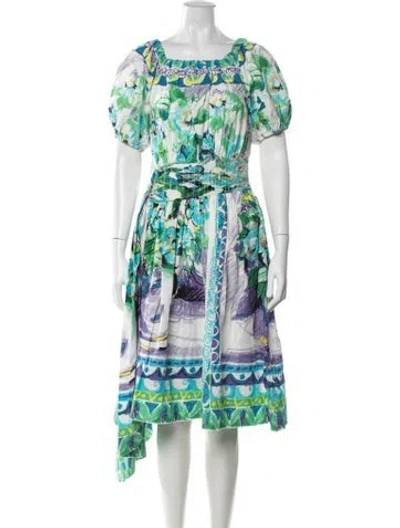 Pre-owned Prada 2018 Midi Length Dress In Green