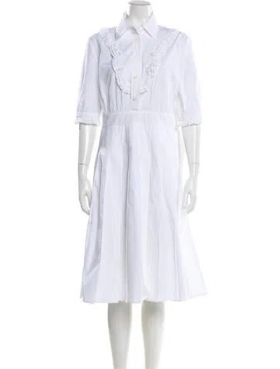 Pre-owned Prada 2018 Midi Length Dress In White