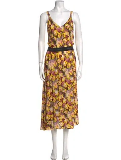 Pre-owned Prada 2018 Midi Length Dress In Yellow
