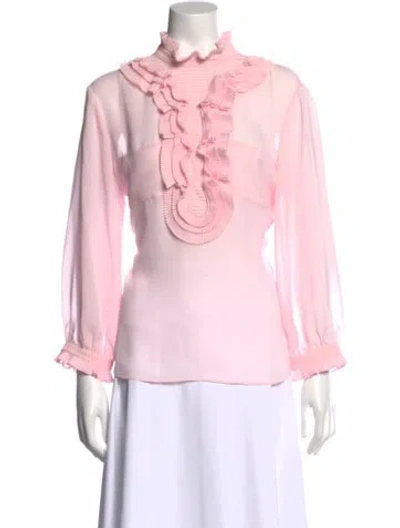 Pre-owned Prada 2018 Mock Neck Blouse In Pink