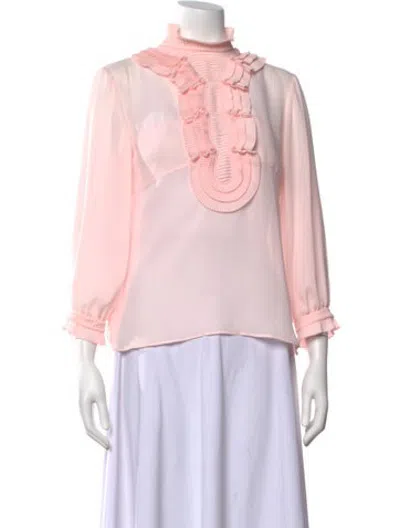 Pre-owned Prada 2018 Mock Neck Blouse In Pink