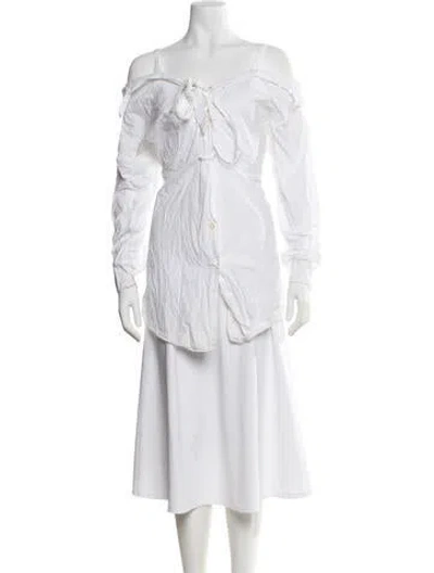 Pre-owned Prada 2018 Off-the-shoulder Blouse In White