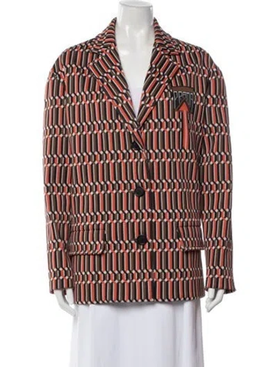 Pre-owned Prada 2018 Patterned Blazer In Orange