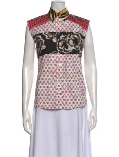 Pre-owned Prada 2018 Patterned Blouse W/ Tags In White