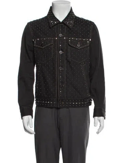 Pre-owned Prada 2018 Printed Denim Jacket In Black