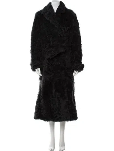 Pre-owned Prada 2018 Shearling Faux Fur Coat In Black