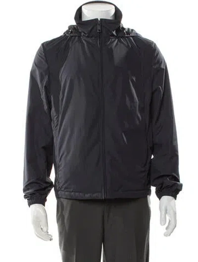 Pre-owned Prada 2018 Signature Logo Windbreaker In Black