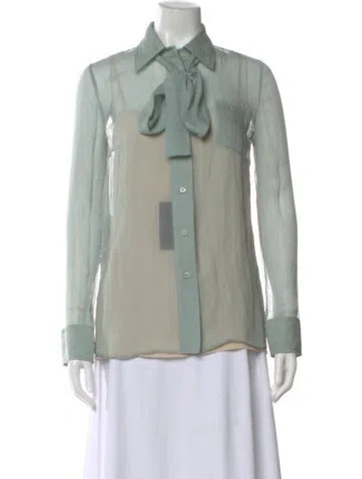 Pre-owned Prada 2018 Silk Blouse W/ Tags In Green