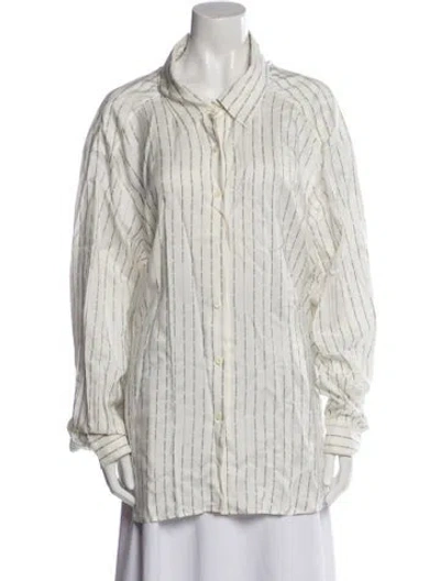 Pre-owned Prada 2018 Silk Button-up Top In White