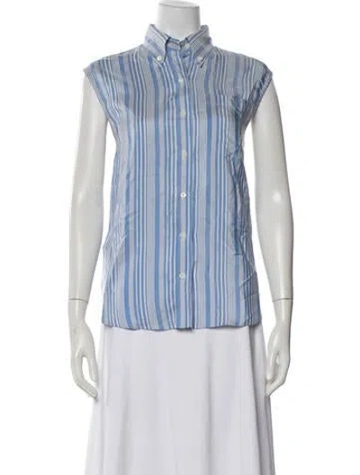 Pre-owned Prada 2018 Silk Button-up Top In White