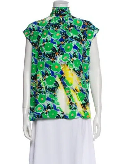 Pre-owned Prada 2018 Silk Top In Green
