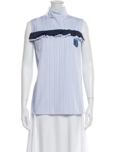 Pre-owned Prada 2018 Striped Blouse In Blue