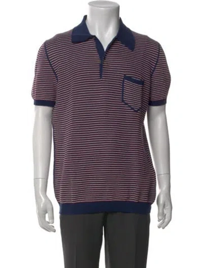 Pre-owned Prada 2018 Striped Polo Shirt In Blue