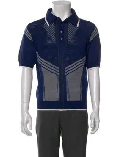 Pre-owned Prada 2018 Striped Polo Shirt In Blue