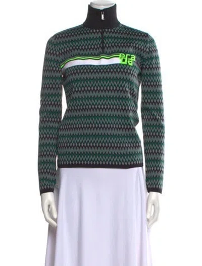 Pre-owned Prada 2018 Striped Sweater In Green