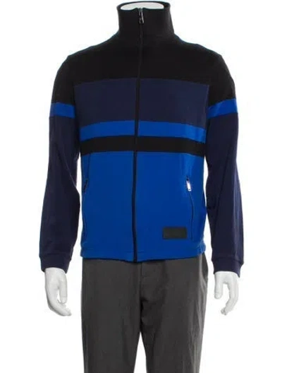 Pre-owned Prada 2018 Striped Windbreaker In Black/blue