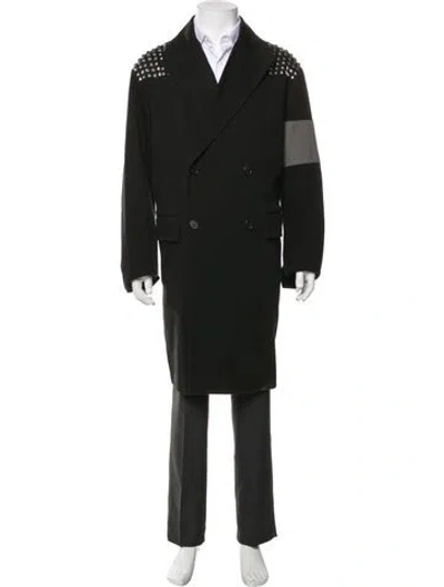 Pre-owned Prada 2018 Studded Overcoat In Black