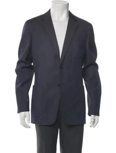 Pre-owned Prada 2018 Virgin Wool Blazer In Blue