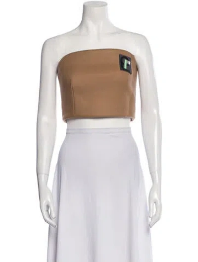 Pre-owned Prada 2018 Virgin Wool Crop Top In Brown