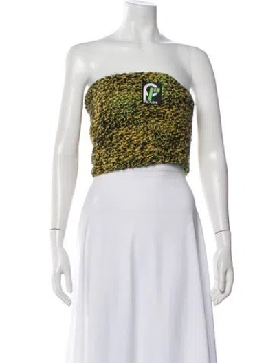 Pre-owned Prada 2018 Virgin Wool Crop Top In Yellow