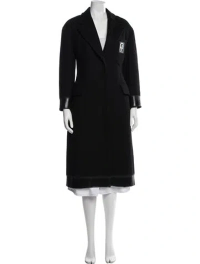 Pre-owned Prada 2018 Virgin Wool Peacoat In Black