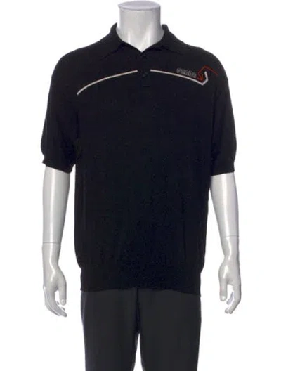 Pre-owned Prada 2018 Virgin Wool Polo Shirt In Black