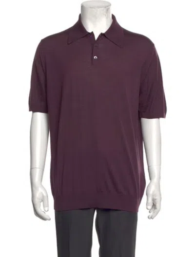 Pre-owned Prada 2018 Virgin Wool Polo Shirt In Purple