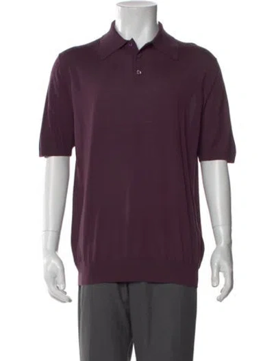 Pre-owned Prada 2018 Virgin Wool Polo Sweater In Purple