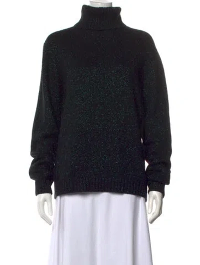Pre-owned Prada 2018 Virgin Wool Sweater In Black/green/metallic