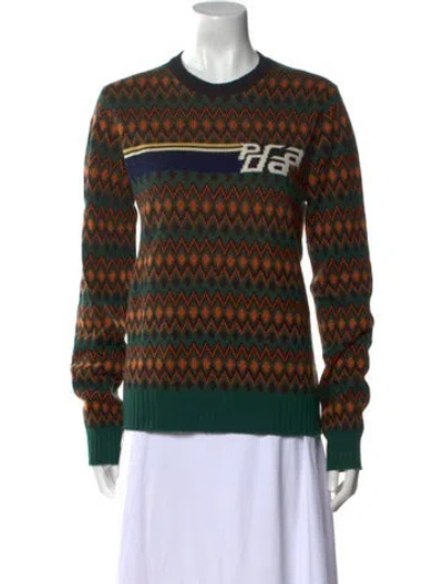 Pre-owned Prada 2018 Virgin Wool Sweater In Green