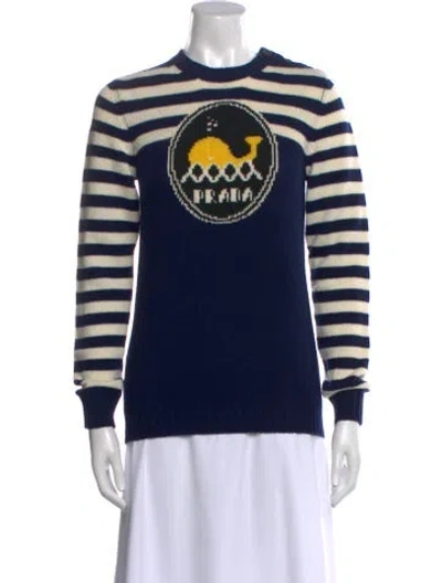 Pre-owned Prada 2018 Virgin Wool Sweater W/ Tags In Blue