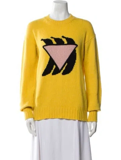 Pre-owned Prada 2018 Virgin Wool Sweater In Yellow