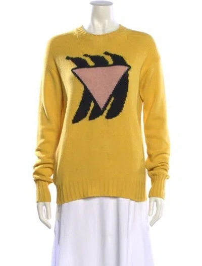 Pre-owned Prada 2018 Virgin Wool Sweater In Yellow