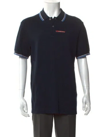 Pre-owned Prada 2018 V-neck Polo Shirt In Black