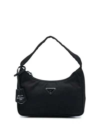 Pre-owned Prada 2019-2025 Mini Re Nylon Re Edition 2000 Shoulder Bag In Black