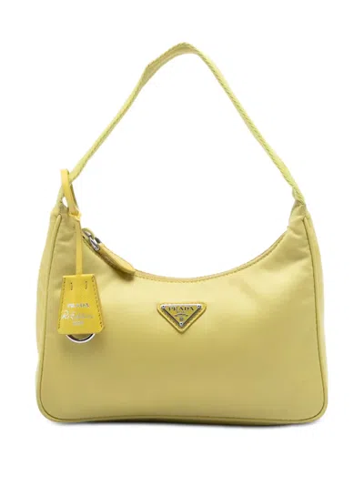 Pre-owned Prada 2019-2025 Mini Tessuto Re Edition 2000 Shoulder Bag In Yellow