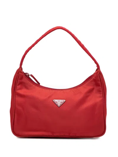 Pre-owned Prada 2019-2025 Mini Tessuto Sport Shoulder Bag In Red