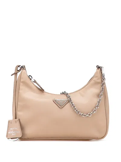 Pre-owned Prada 2019-2025 Re Nylon Re Edition 2005 Satchel In Brown