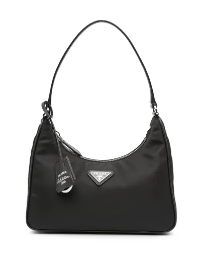 Pre-owned Prada 2019-2025 Re Nylon Re Edition 2005 Shoulder Bag In Black