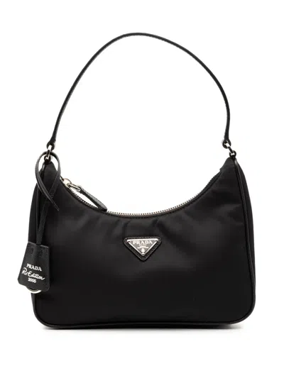 Pre-owned Prada 2019-2025 Re Nylon Re Edition 2005 Shoulder Bag In Black