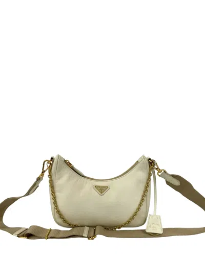 Pre-owned Prada 2019-2025 Saffiano Re-edition 2005 Satchel In White