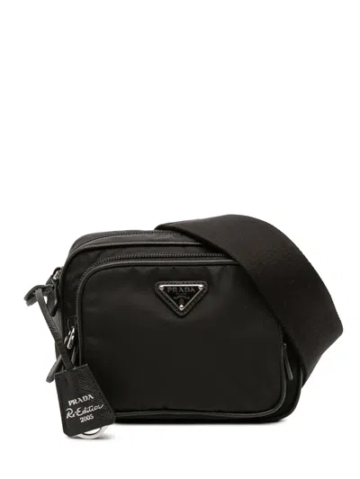 Pre-owned Prada 2019-2025 Tessuto Re Edition 2005 Camera Bag Crossbody Bag In Black