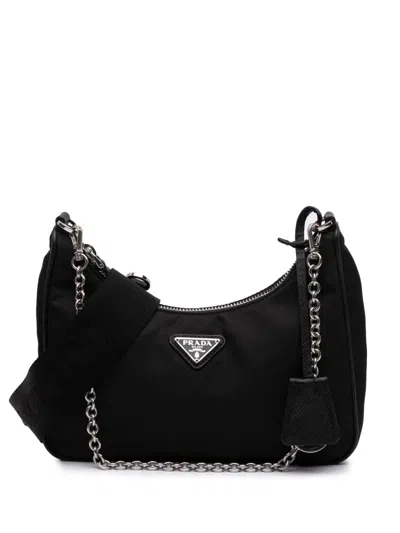 Pre-owned Prada 2019-2025 Tessuto Re Edition 2005 Satchel In Black
