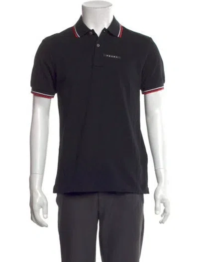 Pre-owned Prada 2019 Crew Neck Polo Shirt In Black