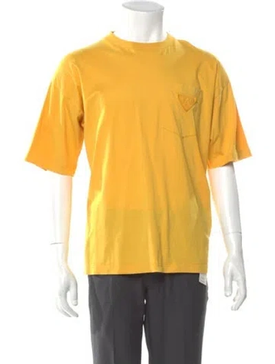 Pre-owned Prada 2019 Cut Out Logo T-shirt In Yellow