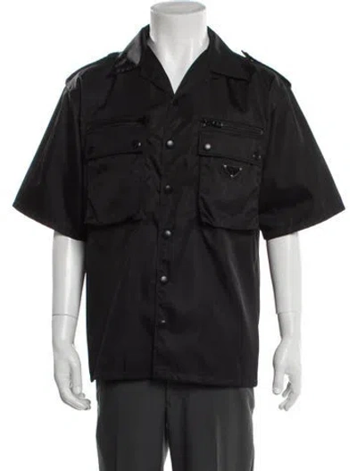 Pre-owned Prada 2019 Enameled Metal Triangle Shirt In Black