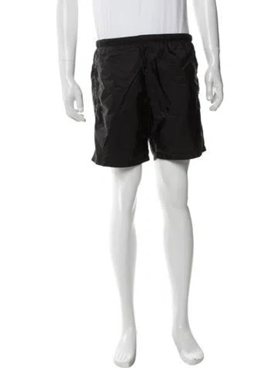 Pre-owned Prada 2019 Enameled Metal Triangle Swim Trunks In Black